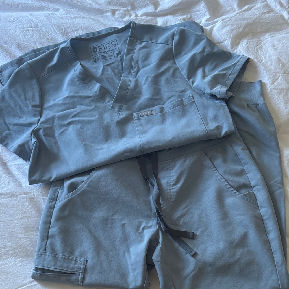 Figs Light Blue Jogger Scrubs Set